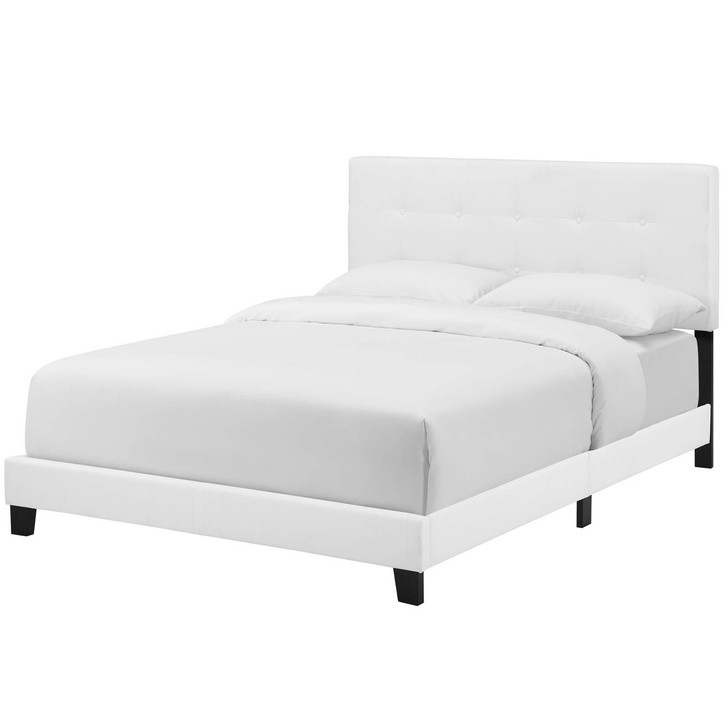 Amira Full Upholstered Fabric Bed, Full Size, Fabric, White, 15517