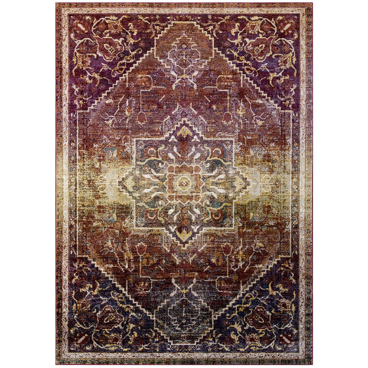 Success Kaede Transitional Distressed Vintage Floral Persian Medallion 8x10 Area Rug, Fabric, Multi Colorful 15584