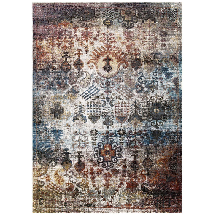 Success Tahira Transitional Distressed Vintage Floral Moroccan Trellis 4x6 Area Rug, Fabric, Multi Colorful 15588