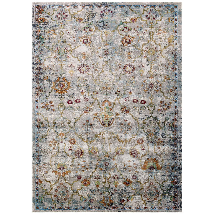 Success Manuka Distressed Vintage Floral Lattice 4x6 Area Rug, Fabric, Multi Colorful 15612