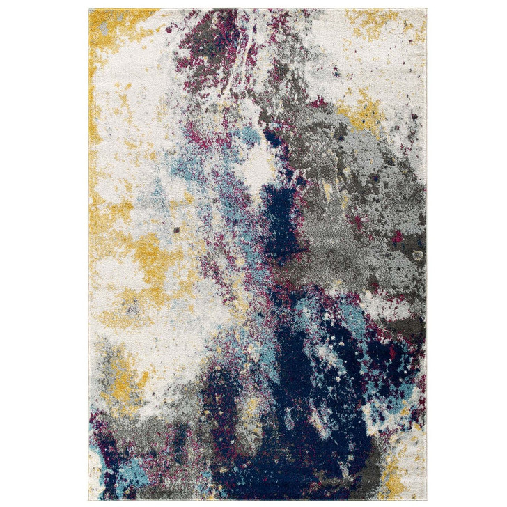 Entourage Adeline Contemporary Modern Abstract 8x10 Area Rug, Fabric, Multi Blue 15620