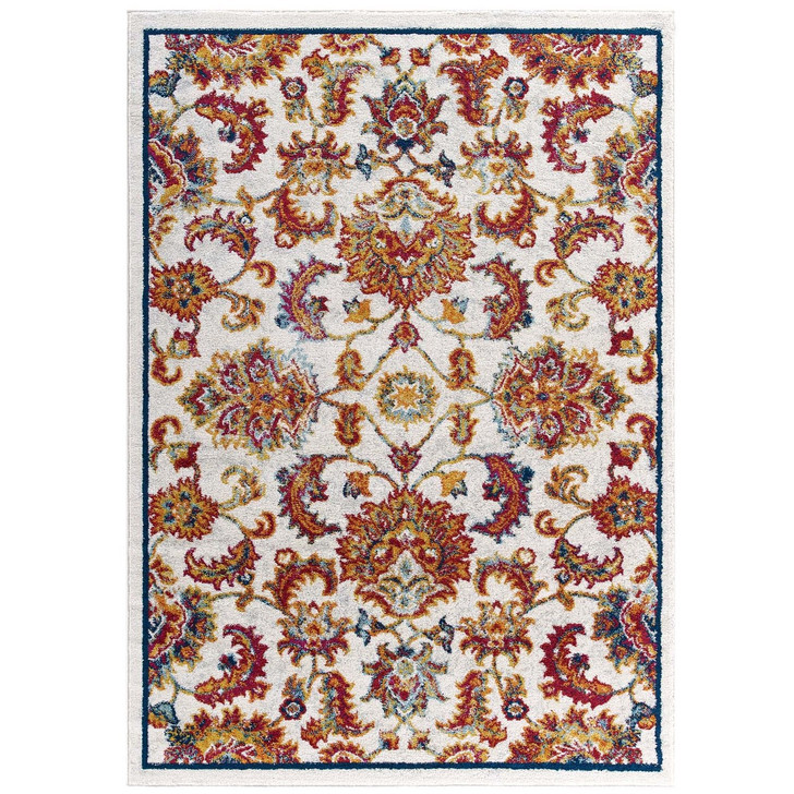 Entourage Azami Distressed Vintage Floral Lattice 5x8 Area Rug, Fabric, Antique  Orange 15635