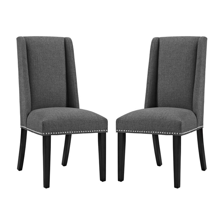 Baron Dining Chair Fabric Set of 2, Fabric, Grey Gray 15670