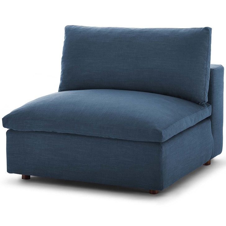 Commix Down Filled Overstuffed Armless Chair, Fabric, Navy Blue 15699