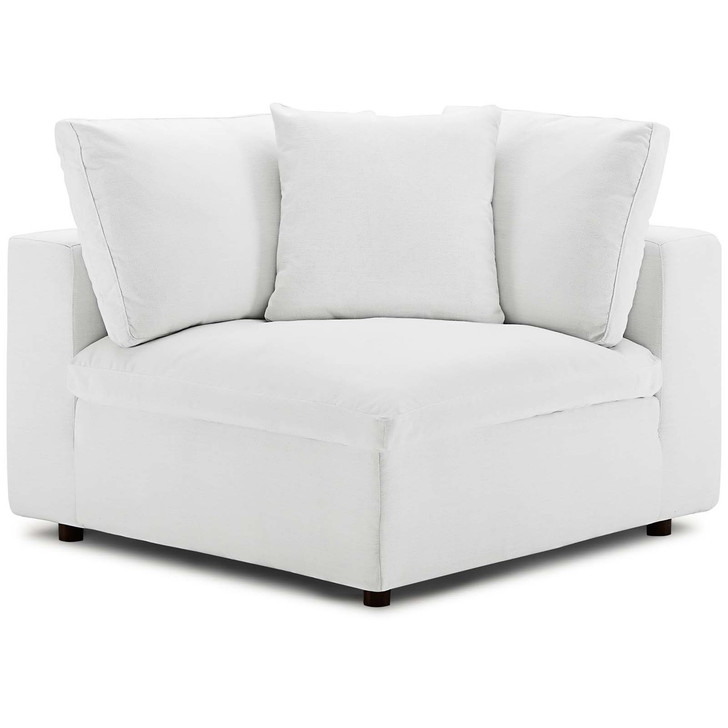 Commix Down Filled Overstuffed Corner Chair, Fabric, White 15715