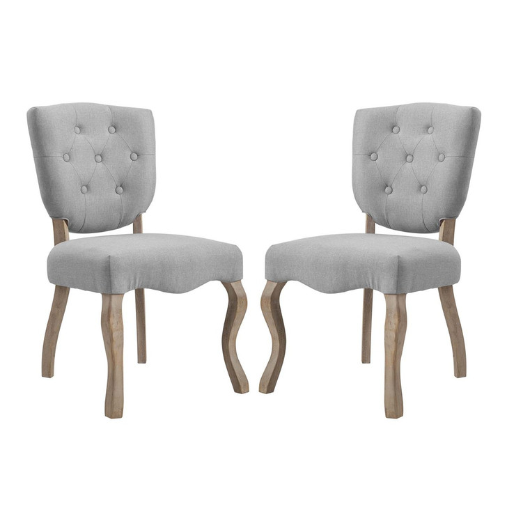 Array Dining Side Chair Set of 2, Fabric Wood, Light Grey Gray 15778