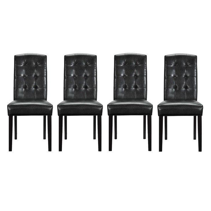 Perdure Dining Chairs Set of 4, Faux Vinyl Leather, Black 15795