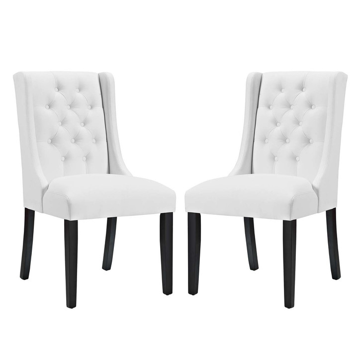Baronet Dining Chair Vinyl Set of 2, Faux Vinyl Leather, White 15860