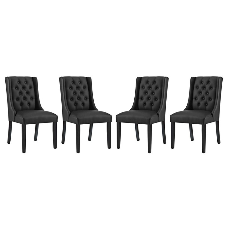 Baronet Dining Chair Vinyl Set of 4, Faux Vinyl Leather, Black 15861