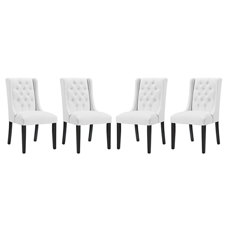 Baronet Dining Chair Vinyl Set of 4, Faux Vinyl Leather, White 15862