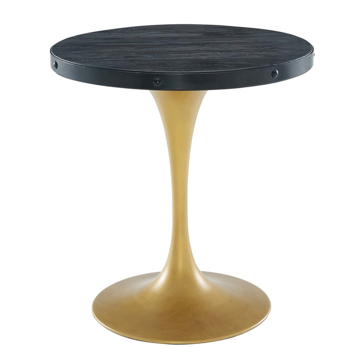 Drive 28" Round Wood Top Dining Table, Wood Metal Steel, Black Gold 15883