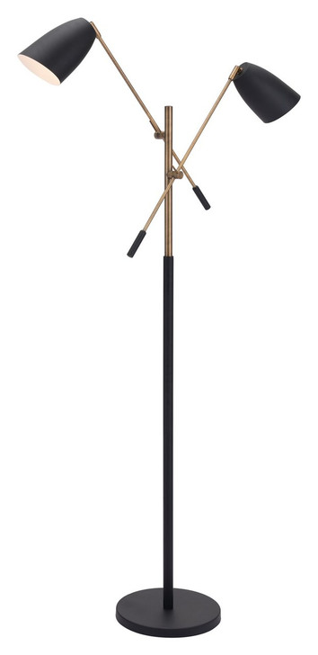 Tanner Floor Lamp Matt Black & Brass, 16142