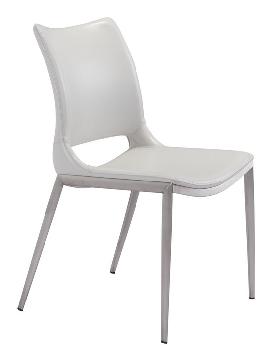 Ace Dining Chair White &  Brushed Stainless Steel, 16398