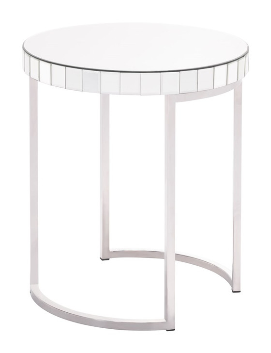 Mirrored Circular End Table Mirror, 16556