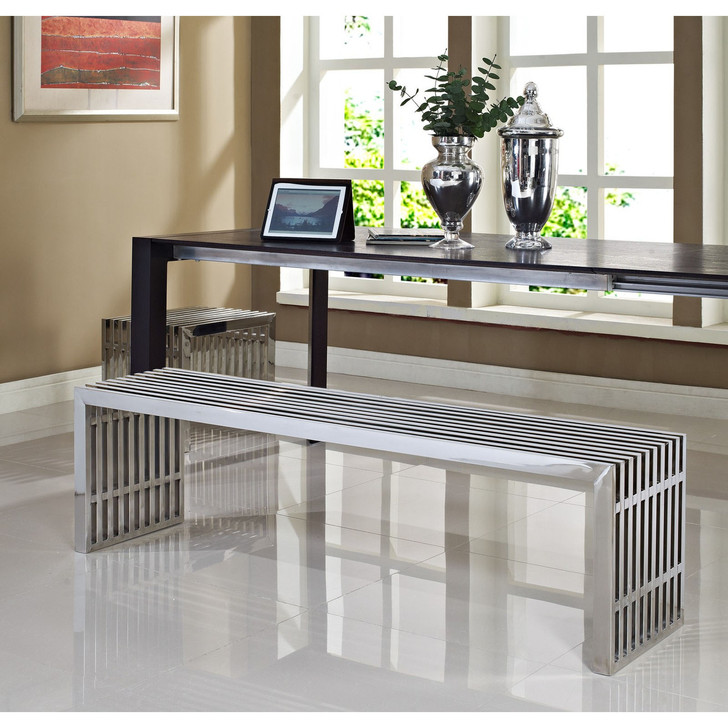 Gridiron Benches Set of 2 in Silver