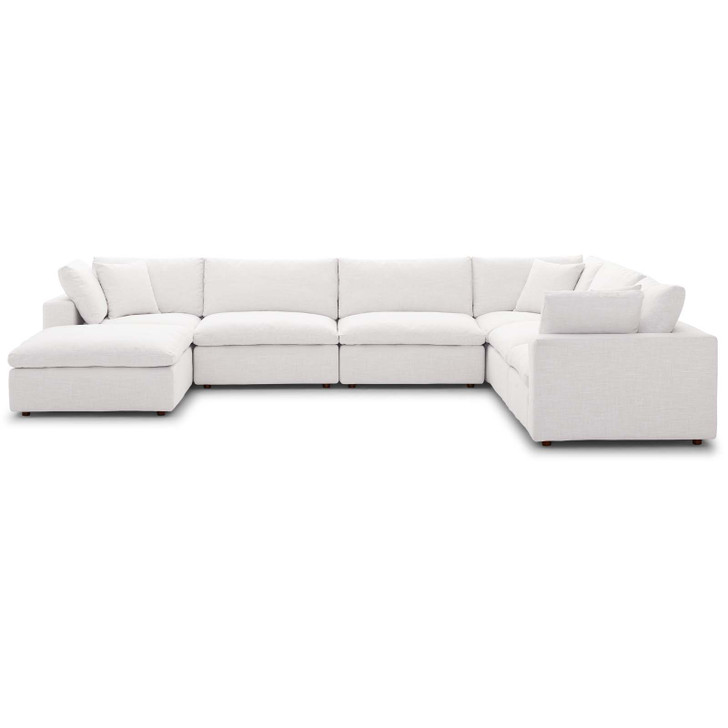 Commix Down Filled Overstuffed 7 Piece Sectional Sofa Set, Fabric, Beige, 17314