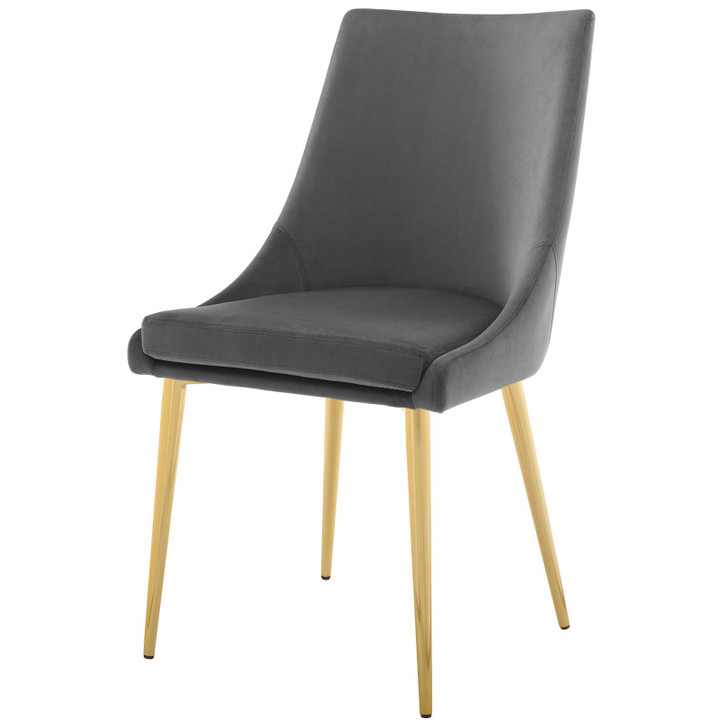 Viscount Modway Accent Performance Velvet Dining Chair, Velvet Fabric Metal Steel, Grey Gray, 17381