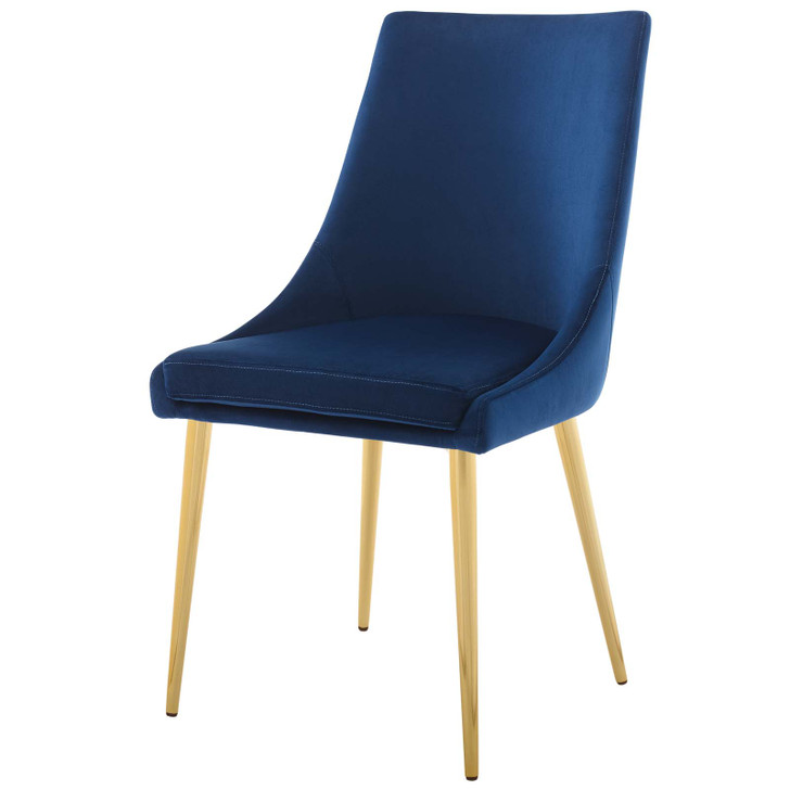 Viscount Modway Accent Performance Velvet Dining Chair, Velvet Fabric Metal Steel, Navy Blue, 17382