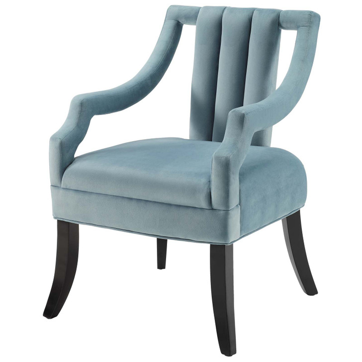 Harken Performance Velvet Accent Chair, Velvet Fabric Wood, Light Blue, 17416