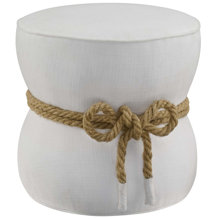 Beat Nautical Rope Upholstered Fabric Ottoman, Fabric, White, 17431