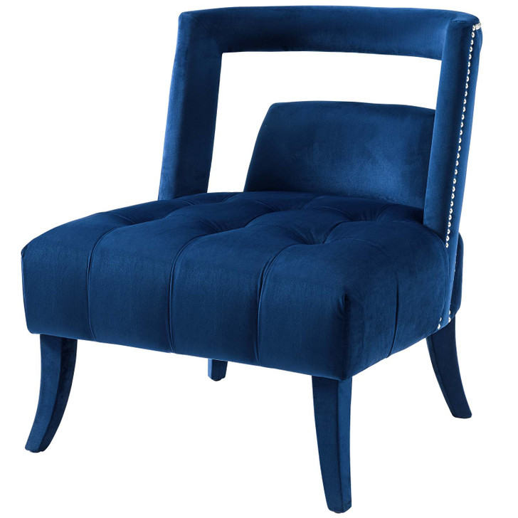 Honor Accent Lounge Performance Velvet Armchair, Velvet Fabric, Navy Blue, 17441