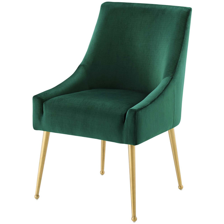 Discern Upholstered Performance Velvet Dining Chair, Velvet Fabric Stainless Steel Metal, Green, 17454