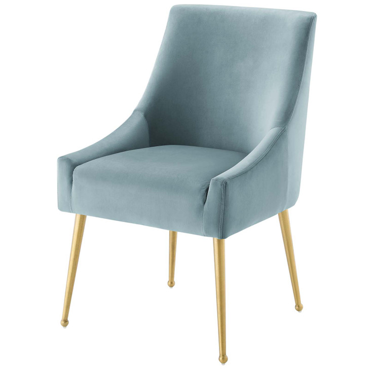 Discern Upholstered Performance Velvet Dining Chair, Velvet Fabric Stainless Steel Metal, Light Blue, 17456