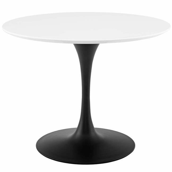 Lippa 40" Round Wood Dining Table, Wood Metal Steel, Black White, 17474