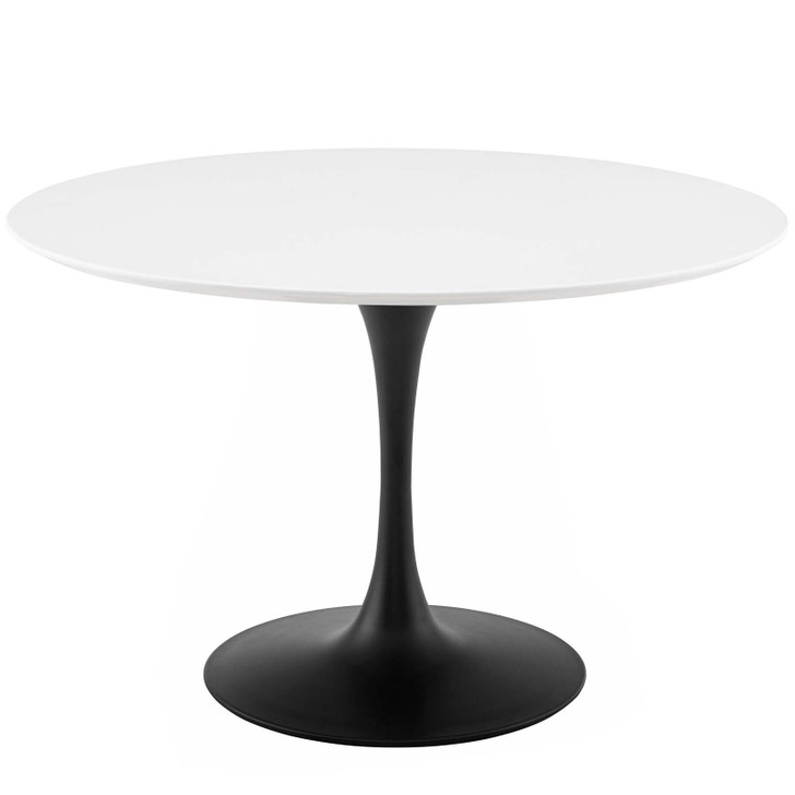 Lippa 47" Round Wood Dining Table, Wood Metal Steel, Black White, 17475