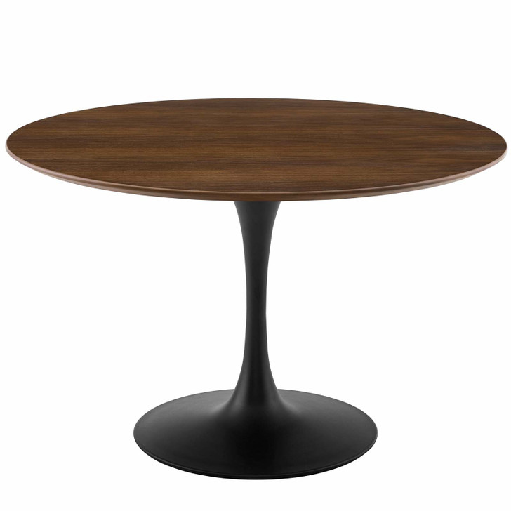Lippa 47" Round Walnut Dining Table, Wood Metal Steel, Black Walnut Brown, 17485