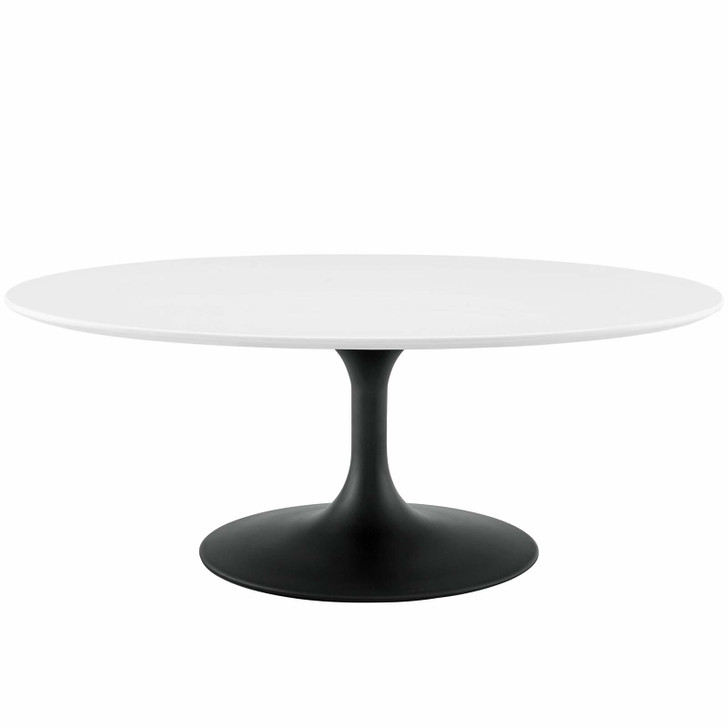 Lippa 42" Oval-Shaped Wood Coffee Table, Wood Metal Steel, Black White, 17486
