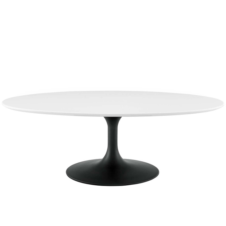 Lippa 48" Oval-Shaped Wood Top Coffee Table, Wood Metal Steel, Black White, 17489
