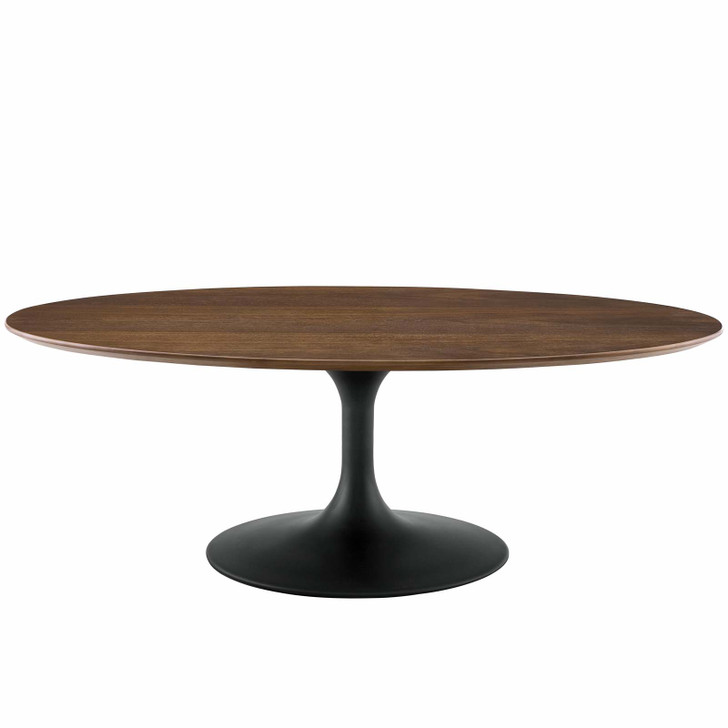 Lippa 48" Oval-Shaped Walnut Coffee Table, Wood Metal Steel, Black Walnut Brown, 17491
