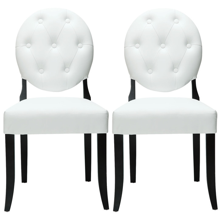 Button Dining Chairs Set of 2 in White