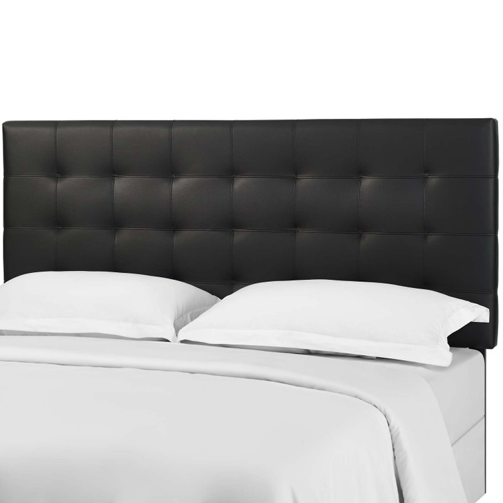 Paisley Tufted Full / Queen Upholstered Faux Leather Headboard, Faux Vinyl Leather, Black, 17668