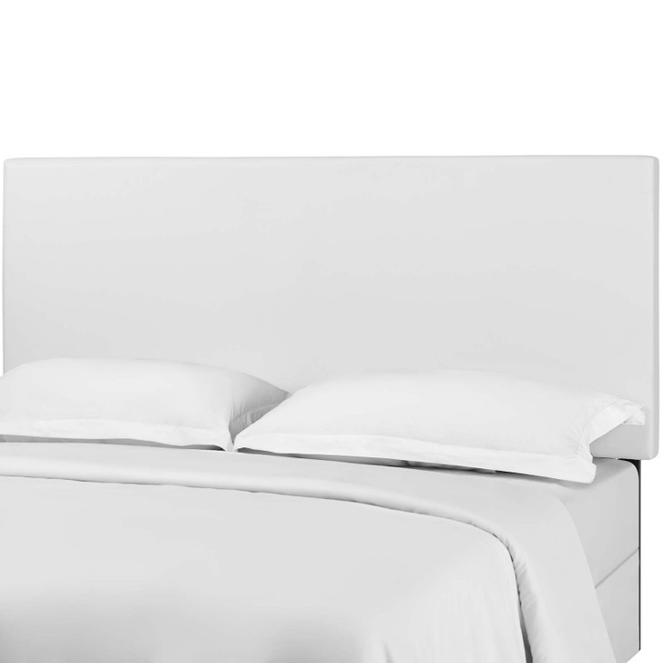 Taylor King and California King Upholstered Faux Leather Headboard, Faux Vinyl Leather, White, 17734