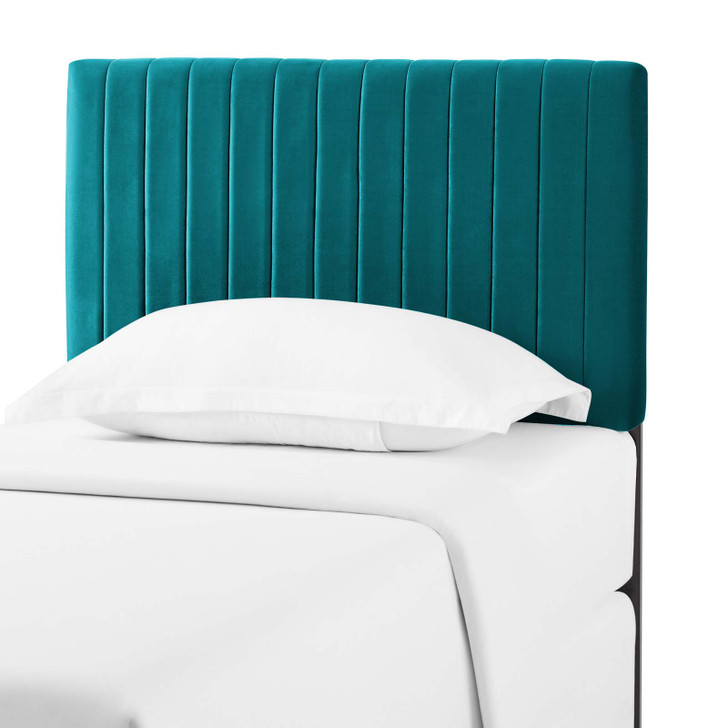 Keira Twin Performance Velvet Headboard, Velvet Fabric, Aqua Blue, 17772