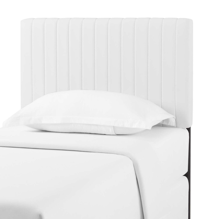 Keira Twin Faux Leather Headboard, Faux Vinyl Leather, White, 17773