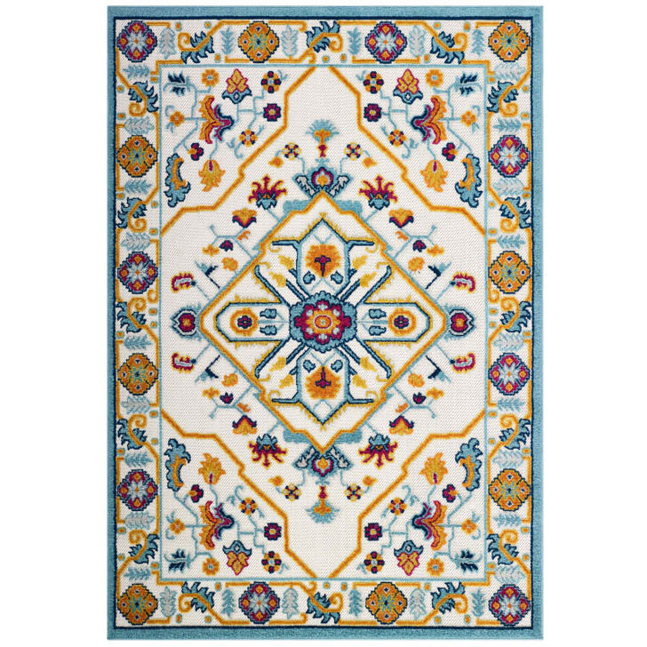 Reflect Freesia Distressed Floral Persian Medallion 5x8 Indoor and Outdoor Area Rug, Fabric, Multi Colorful, 17801