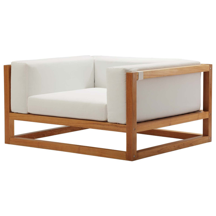 Newbury Accent Lounge Outdoor Patio Armchair, Wood, Natural White, 17815