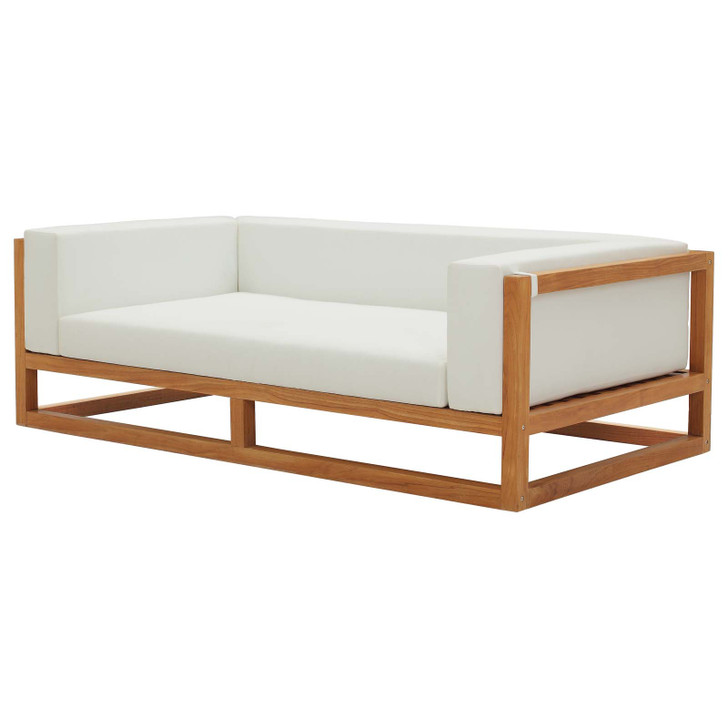 Newbury Accent Lounge Outdoor Patio Premium Grade A Teak Wood Sofa, Wood, Natural White, 17817