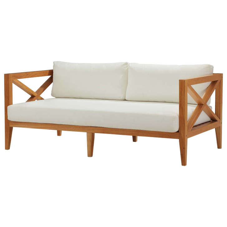 Northlake Outdoor Patio Premium Grade A Teak Wood Sofa, Wood, Natural White, 17821