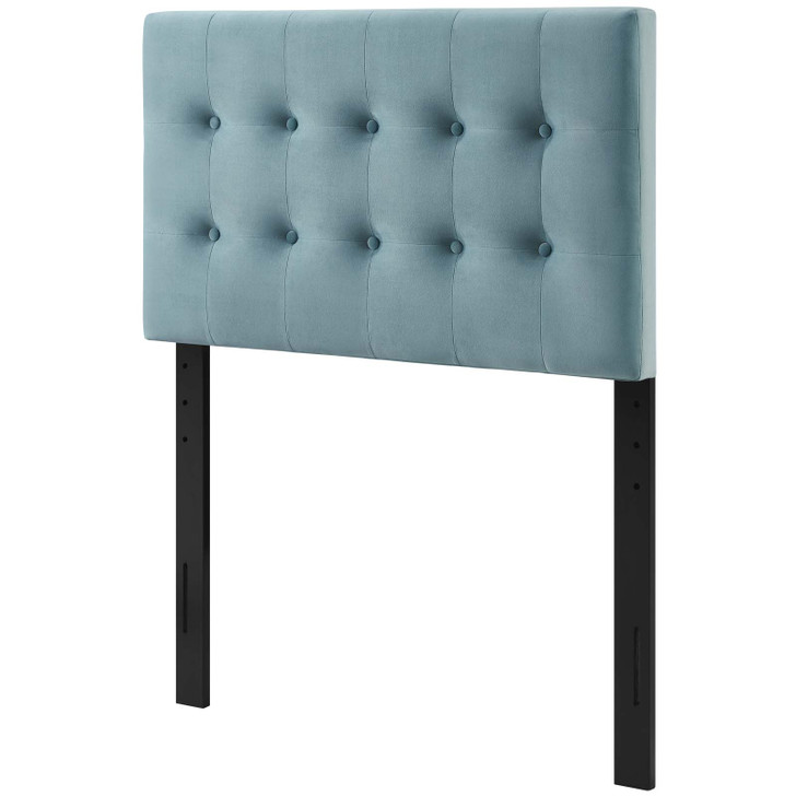 Emily Twin Biscuit Tufted Performance Velvet Headboard, Velvet Fabric, Light Blue, 17909