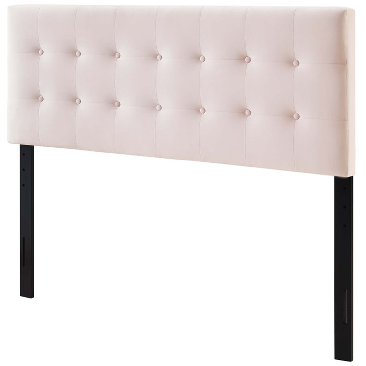 Emily King Biscuit Tufted Performance Velvet Headboard, Velvet Fabric, Pink, 17926