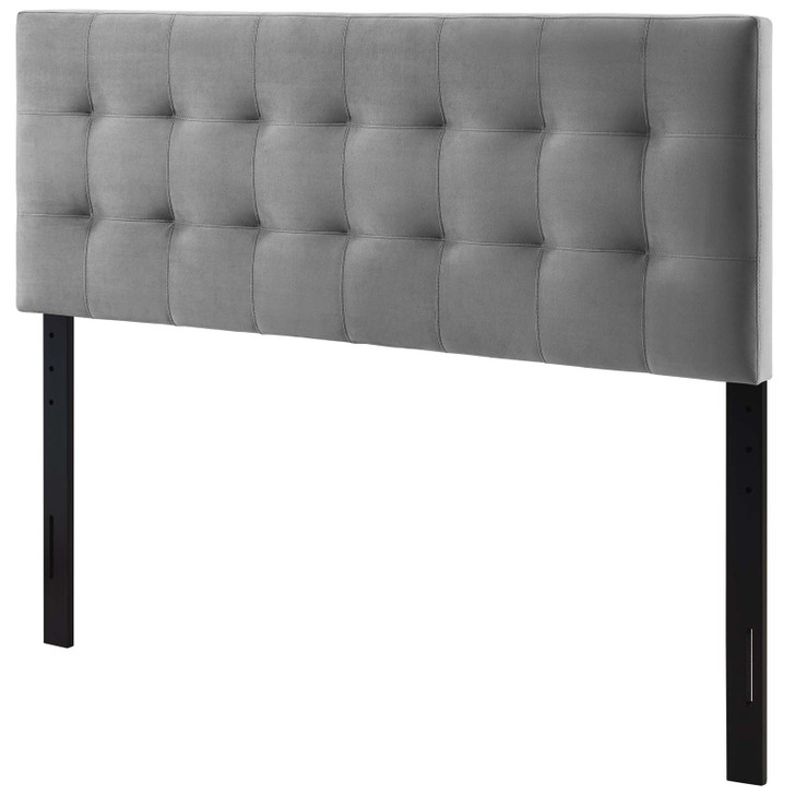 Lily Biscuit Tufted Full Performance Velvet Headboard, Velvet Fabric, Grey Gray, 17933