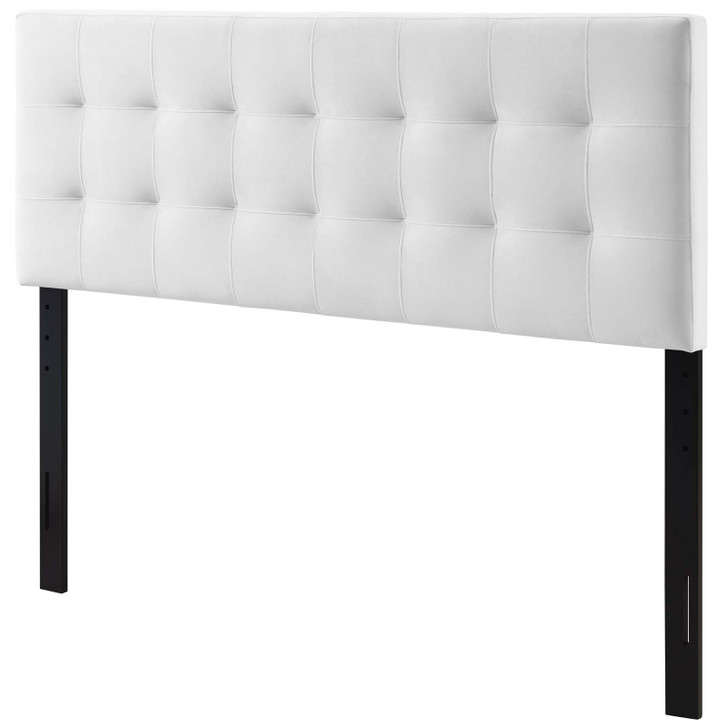 Lily Biscuit Tufted Full Performance Velvet Headboard, Velvet Fabric, White, 17937