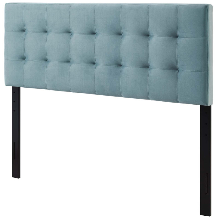 Lily Queen Biscuit Tufted Performance Velvet Headboard, Velvet Fabric, Light Blue, 17939