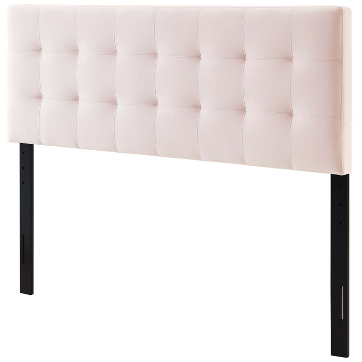 Lily King Biscuit Tufted Performance Velvet Headboard, Velvet Fabric, Pink, 17946