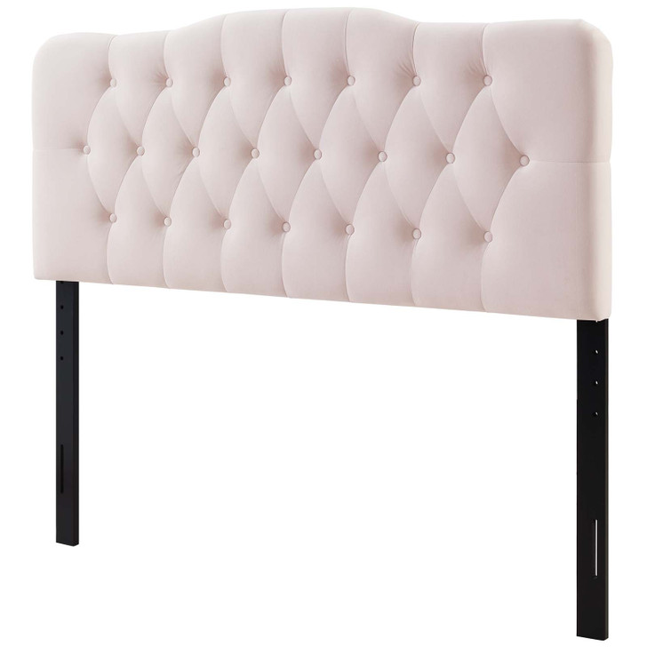 Annabel King Diamond Tufted Performance Velvet Headboard, Velvet Fabric, Pink, 17976