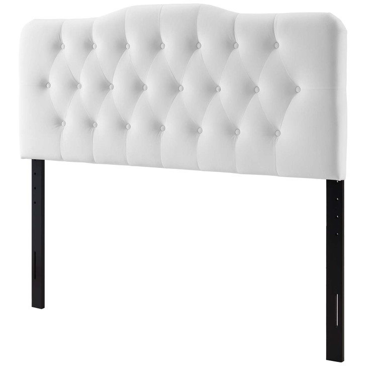 Annabel Full Diamond Tufted Performance Velvet Headboard, Velvet Fabric, White, 17982